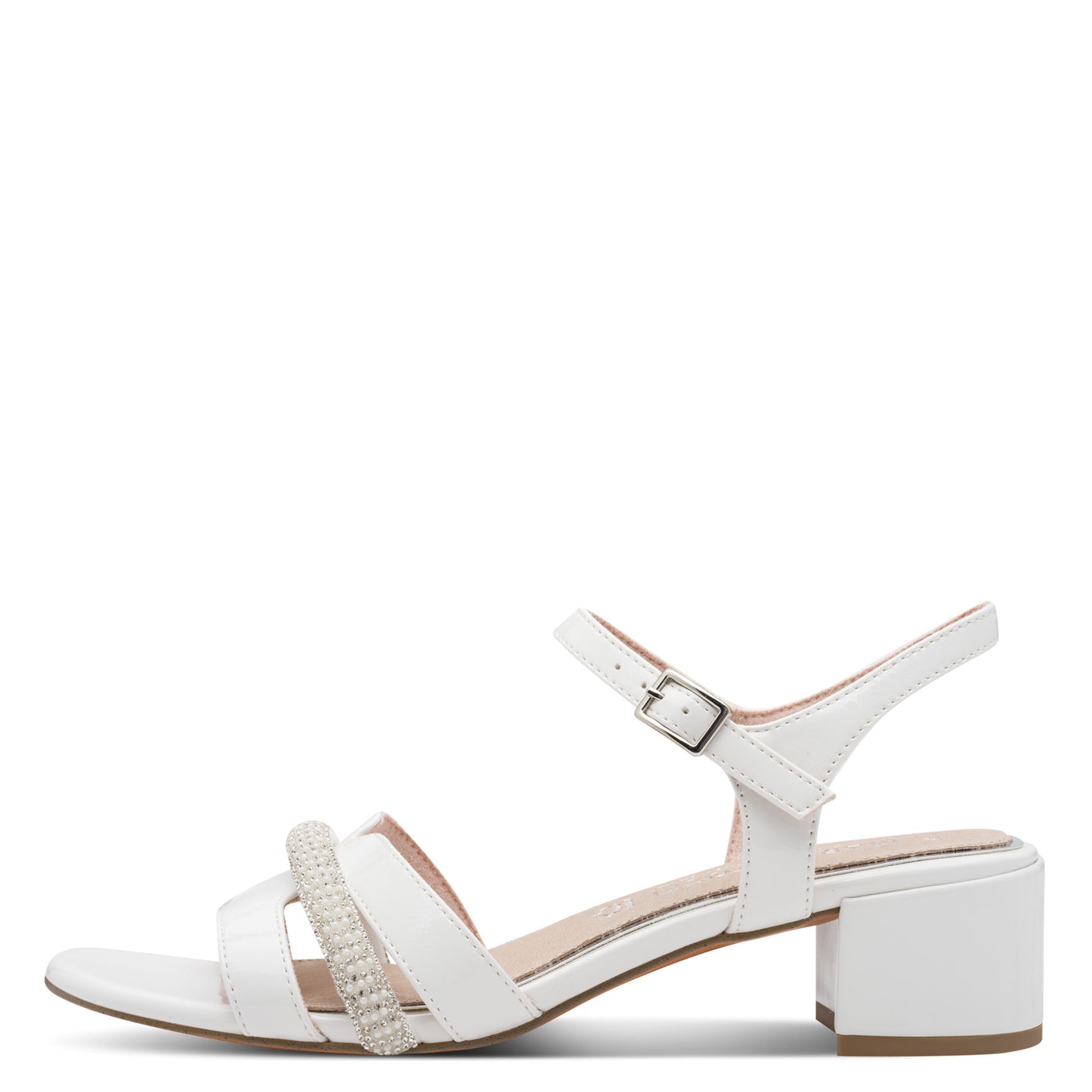 Marco Tozzi 2-88301-46 418 Ivory Patent Slingback Block Heel Sandals