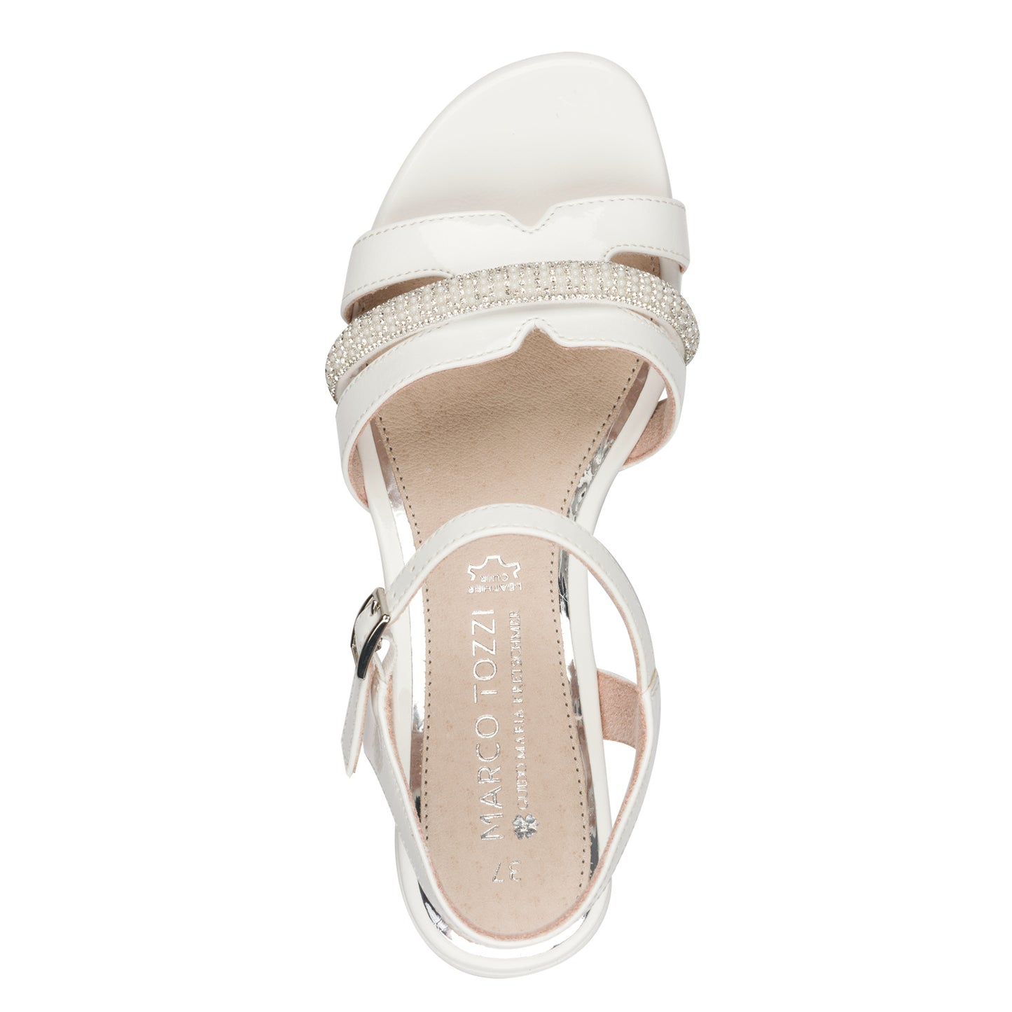 Marco Tozzi 2-88301-46 418 Ivory Patent Slingback Block Heel Sandals