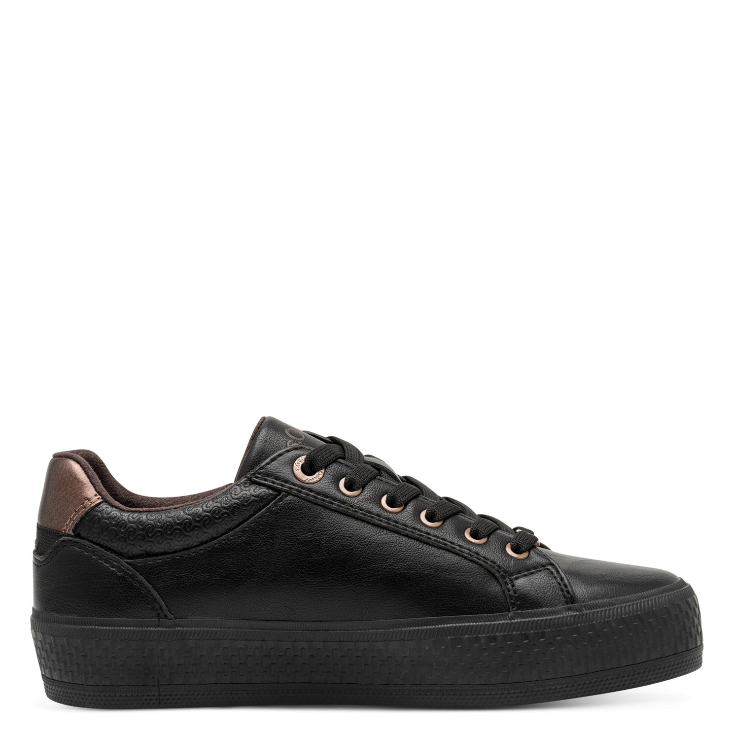 s.Oliver 5-23600-42-007 Black & Bronze Combi Trainers with Zip