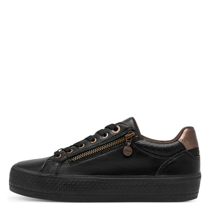 s.Oliver 5-23600-42-007 Black & Bronze Combi Trainers with Zip