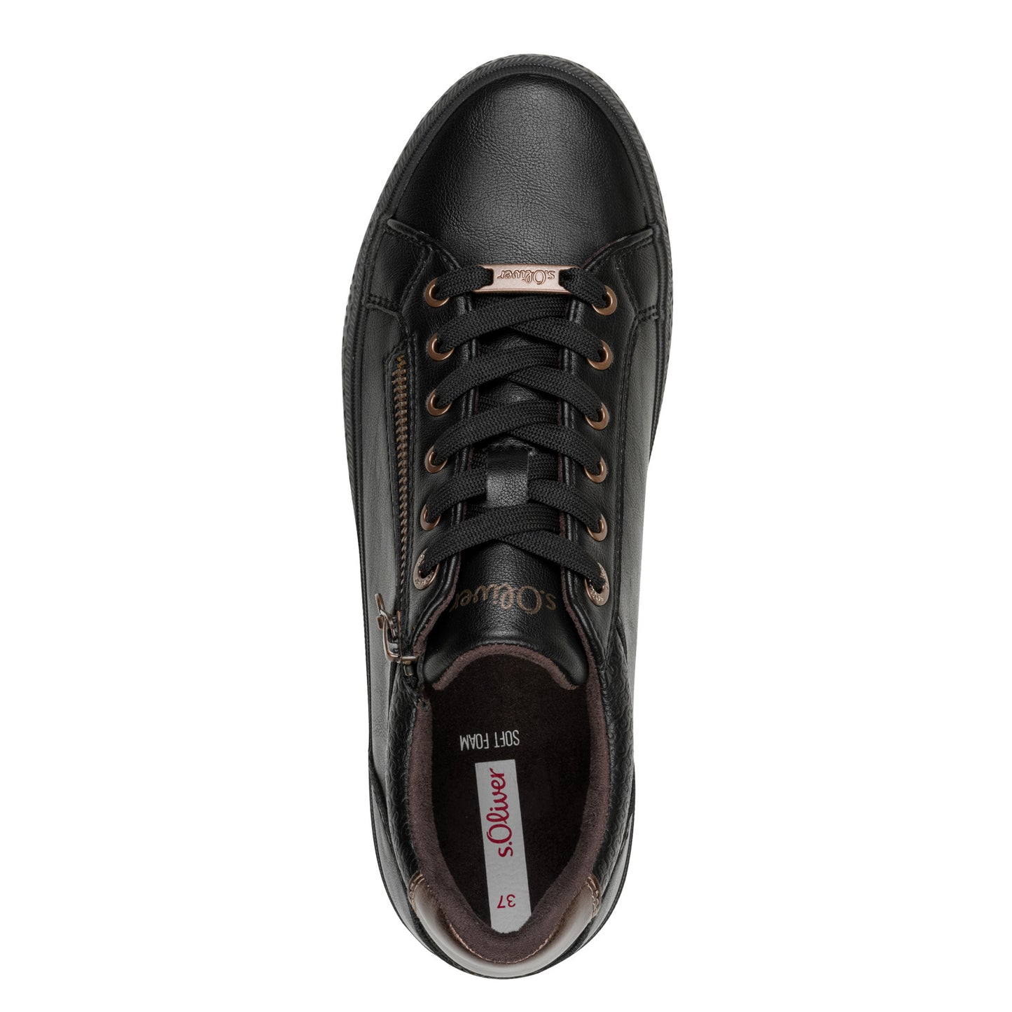 s.Oliver 5-23600-42-007 Black & Bronze Combi Trainers with Zip
