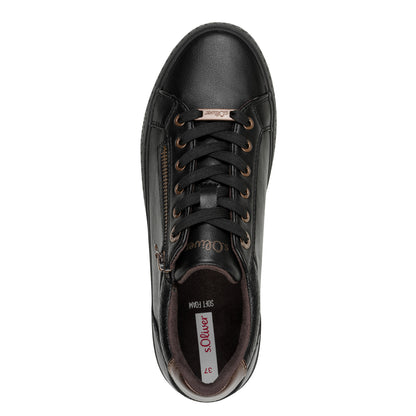 s.Oliver 5-23600-42-007 Black & Bronze Combi Trainers with Zip