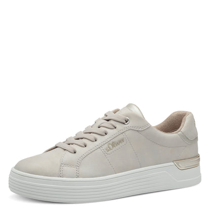 s.Oliver 5-23603-42-403 Champagne Cream/Gold Heel Trainers