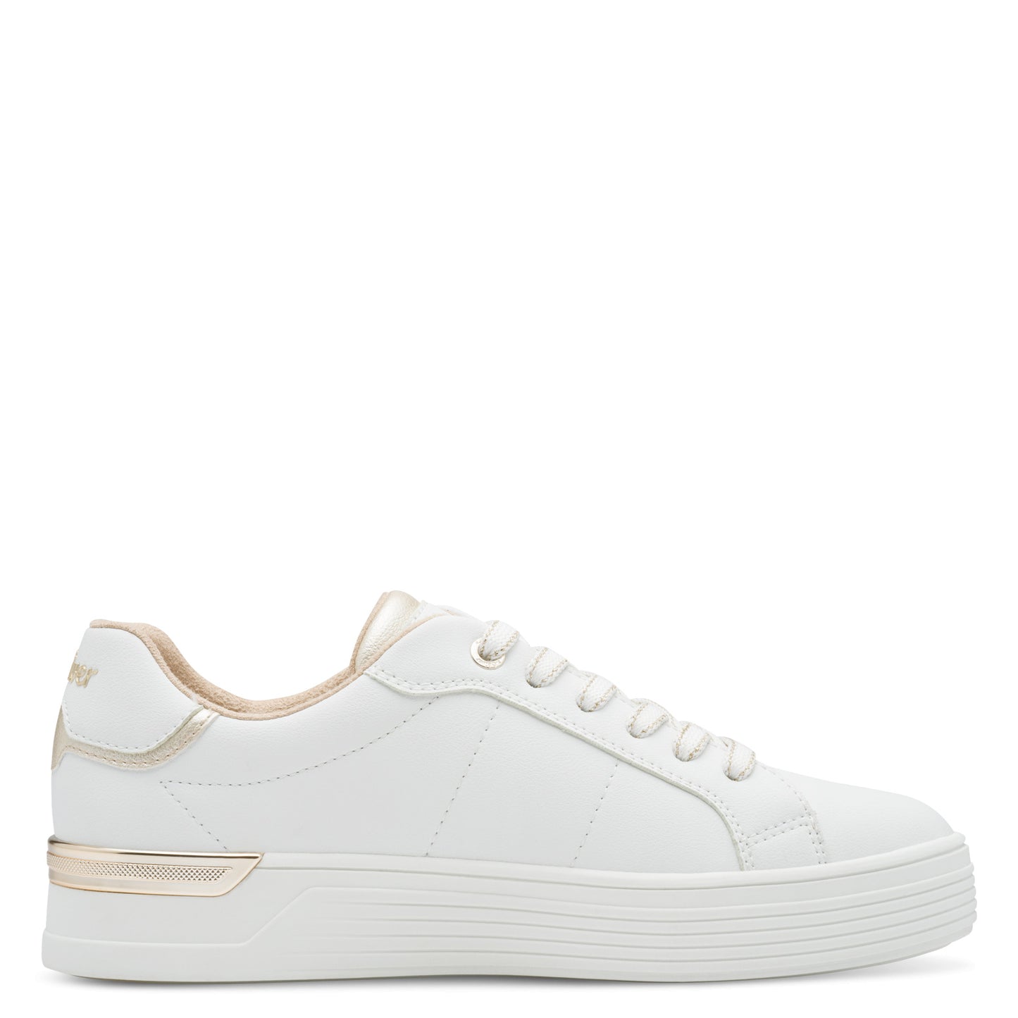 s.Oliver 5-23603-43-100 White Trainers with Gold Heel