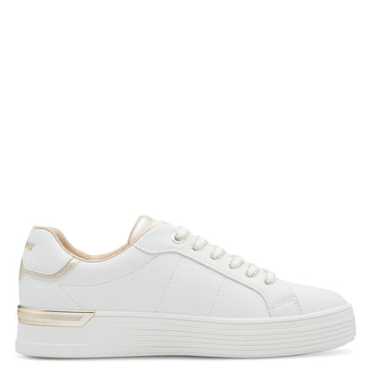 s.Oliver 5-23603-43-100 White Trainers with Gold Heel