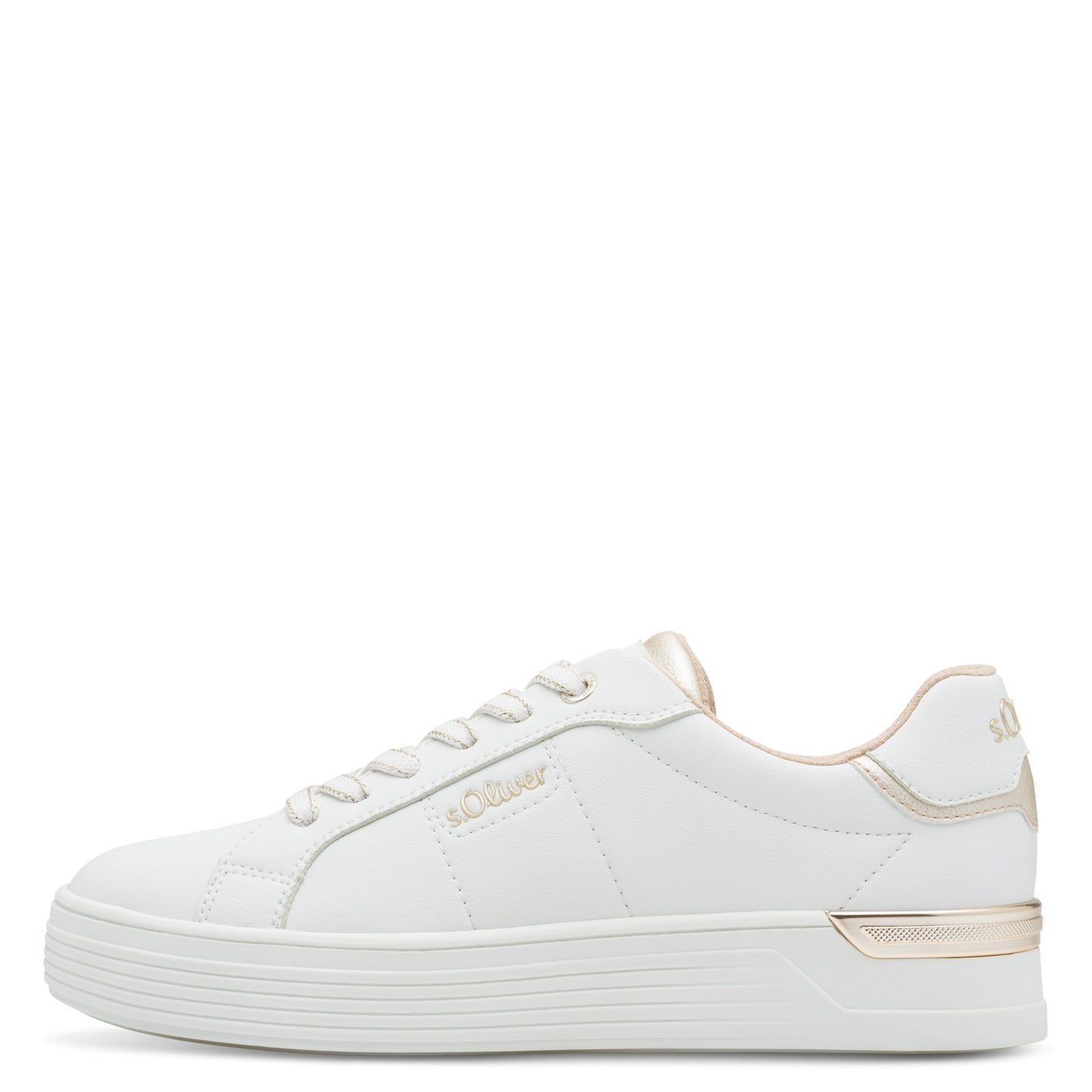 s.Oliver 5-23603-43-100 White Trainers with Gold Heel