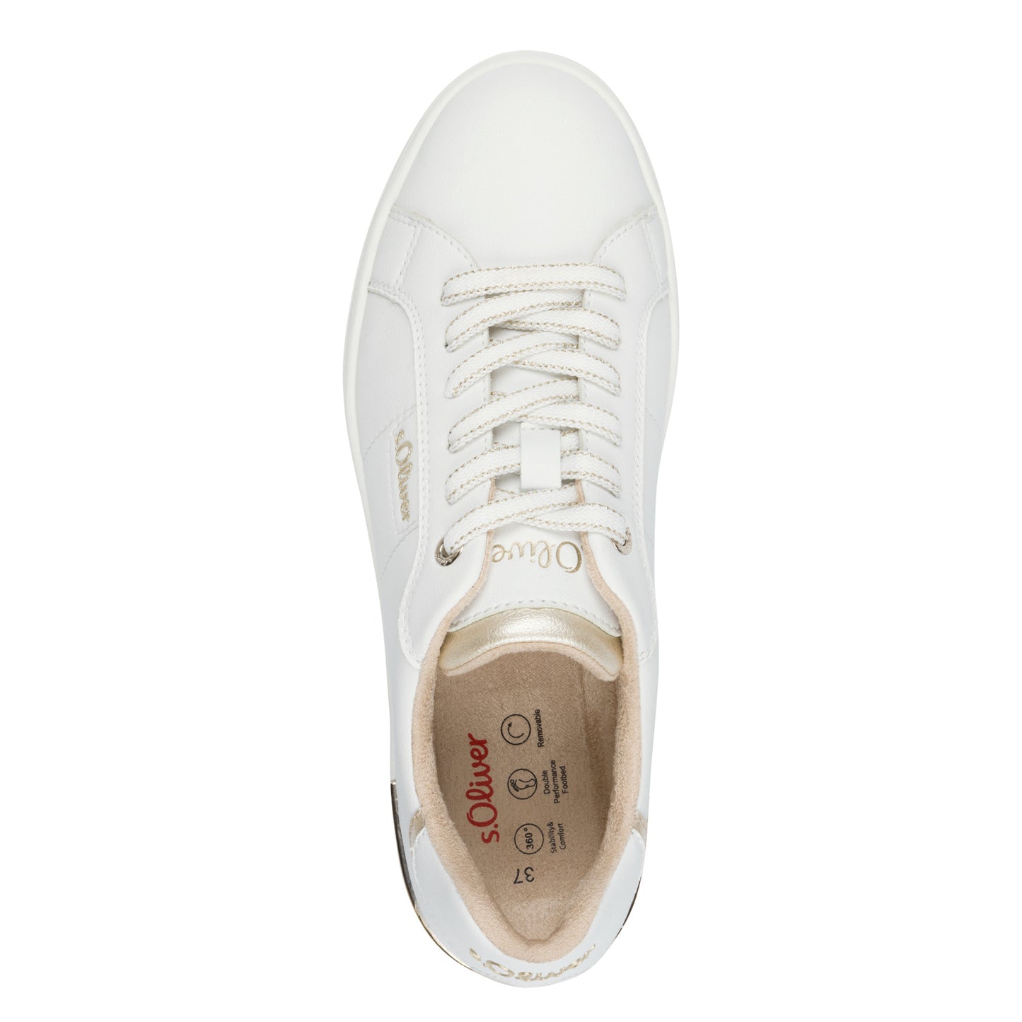 s.Oliver 5-23603-43-100 White Trainers with Gold Heel
