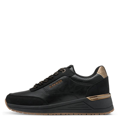 s.Oliver 5-23613-45-001 Black Trainers with Gold
