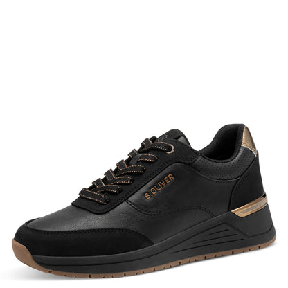 s.Oliver 5-23613-45-001 Black Trainers with Gold