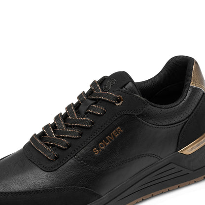 s.Oliver 5-23613-45-001 Black Trainers with Gold