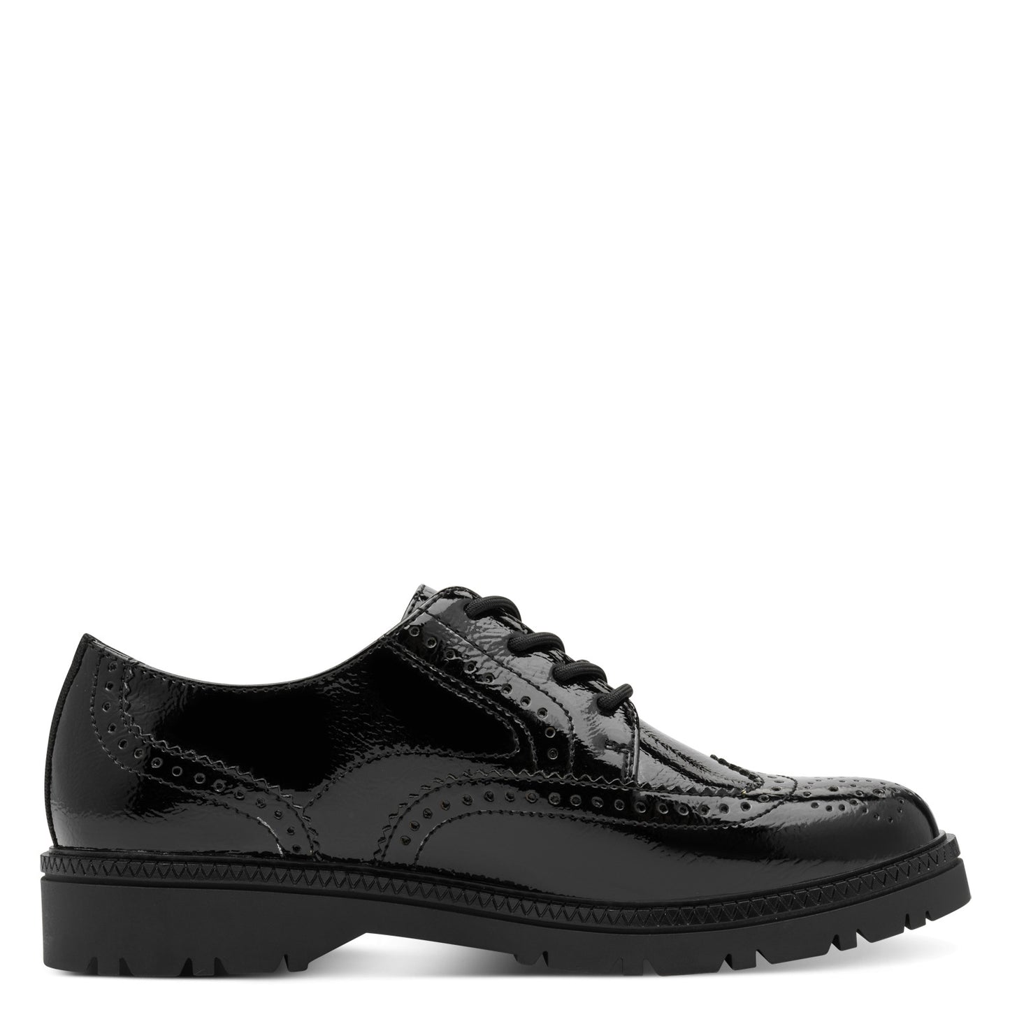 s.Oliver 5-23627-43-018 Black Patent Lace Loafers