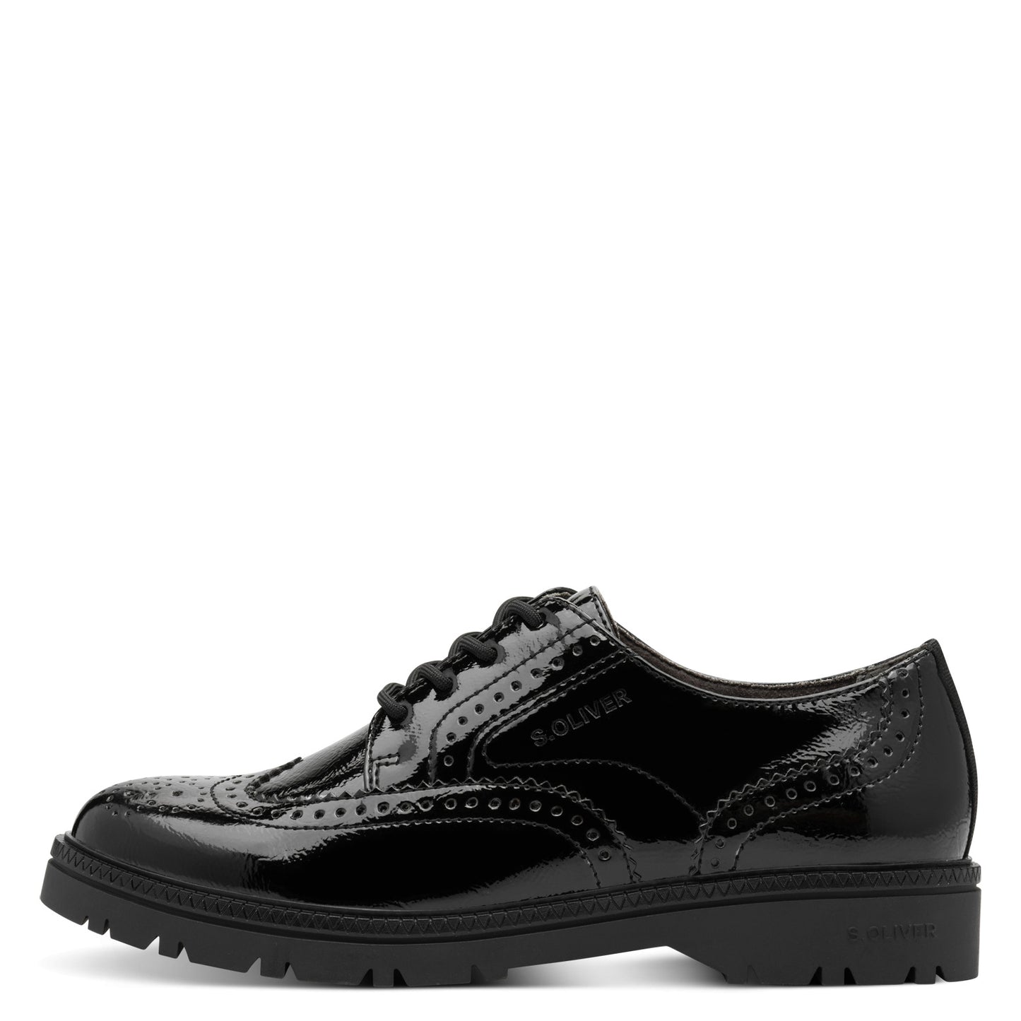 s.Oliver 5-23627-43-018 Black Patent Lace Loafers