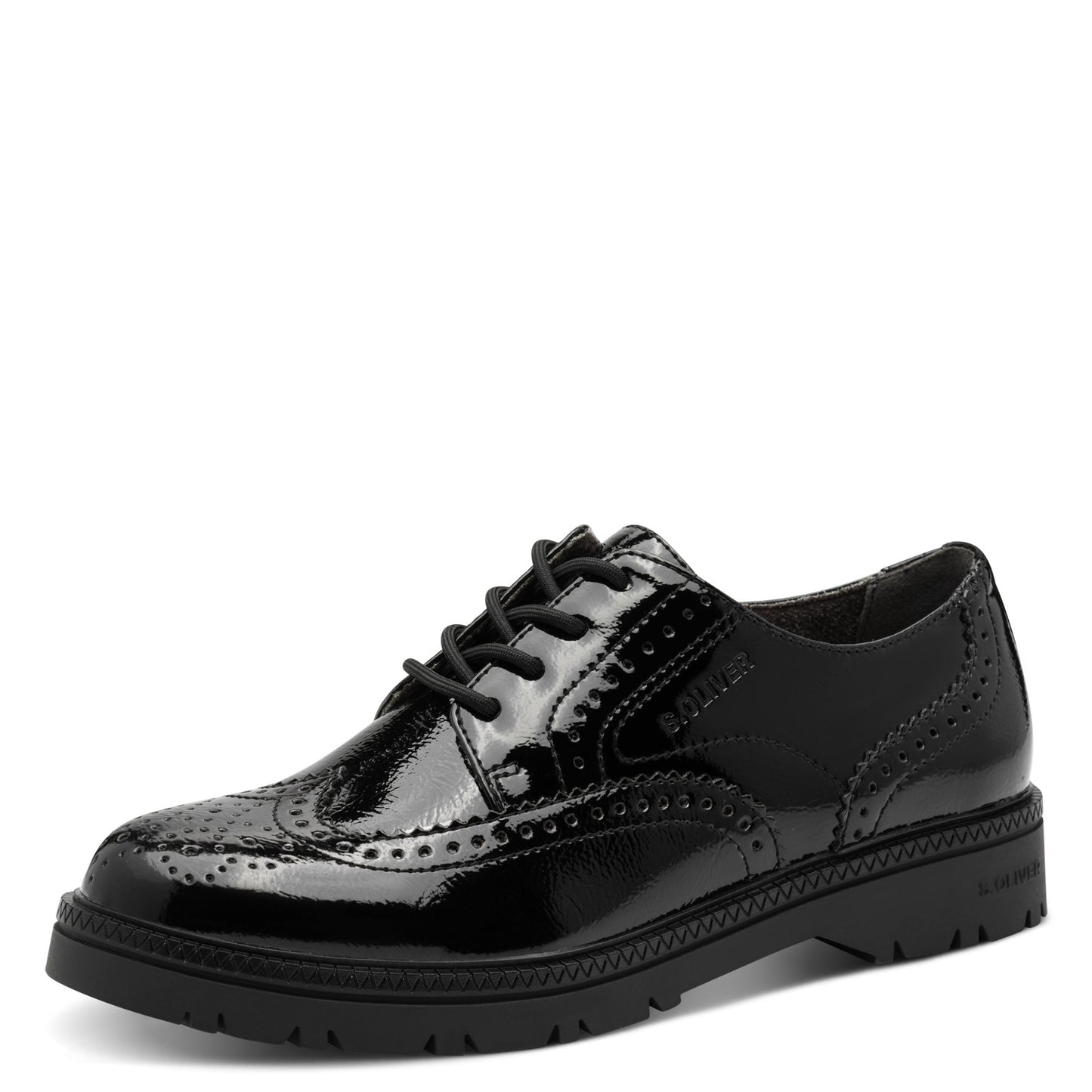 s.Oliver 5-23627-43-018 Black Patent Lace Loafers