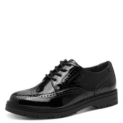 s.Oliver 5-23627-43-018 Black Patent Lace Loafers