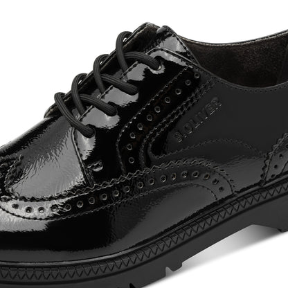 s.Oliver 5-23627-43-018 Black Patent Lace Loafers