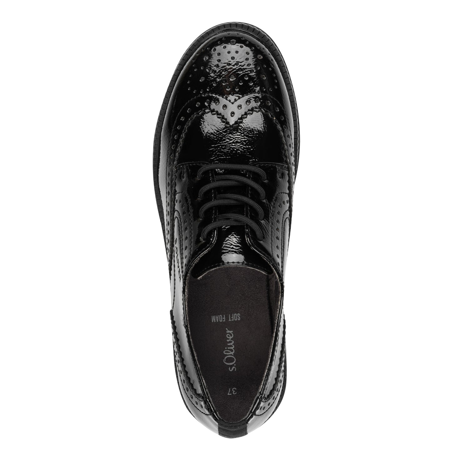 s.Oliver 5-23627-43-018 Black Patent Lace Loafers