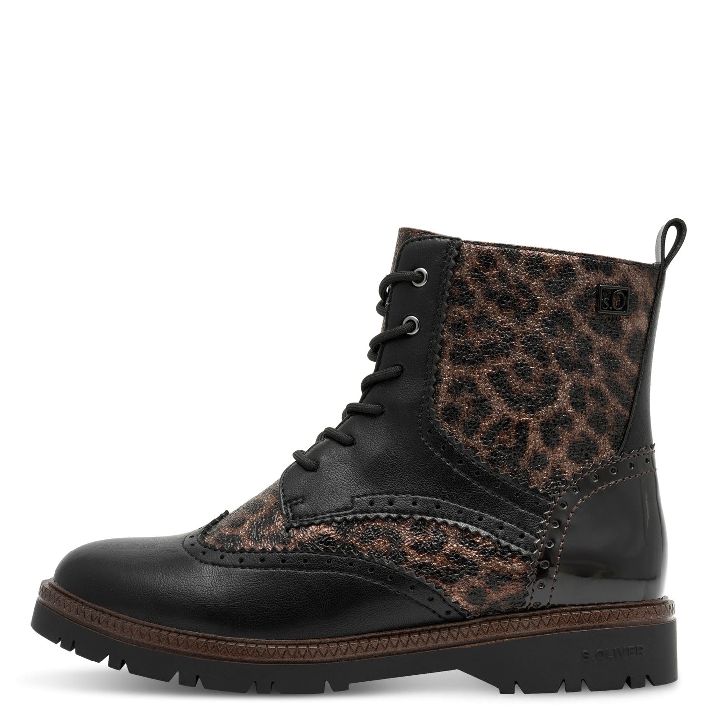 s.Oliver 5-25232-43-908 Leopard Combi Lace Ankle Boots