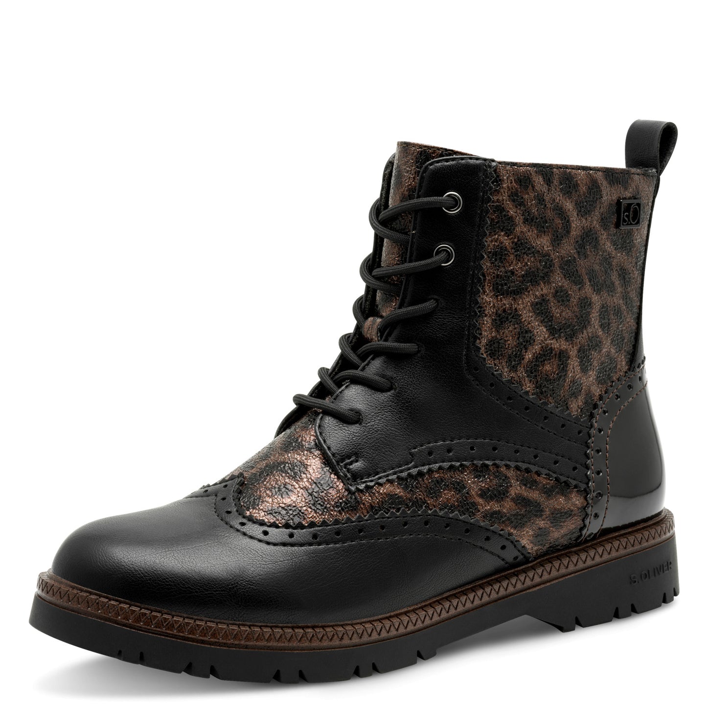 s.Oliver 5-25232-43-908 Leopard Combi Lace Ankle Boots