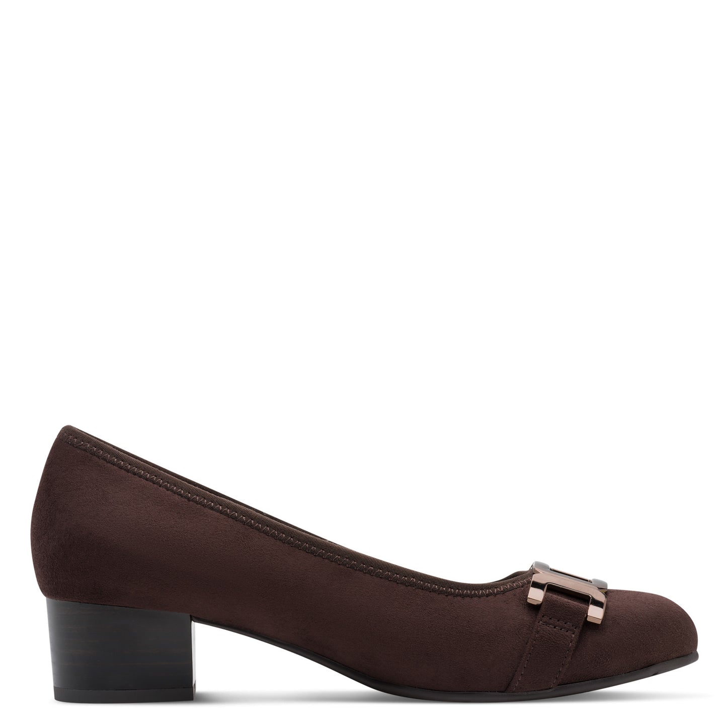 Jana Shoes 8-22369-45 304 Mocca Brown Slip On Block Heels - Vegan
