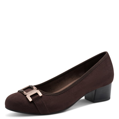 Jana Shoes 8-22369-45 304 Mocca Brown Slip On Block Heels - Vegan