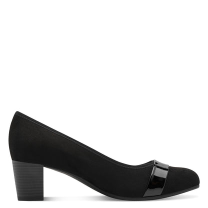 Jana Shoes 8-22467-42 009 H Fit Black/Black Patent Slip On Block Heels