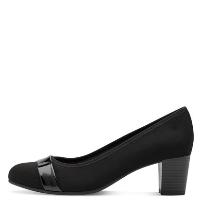 Jana Shoes 8-22467-42 009 H Fit Black/Black Patent Slip On Block Heels