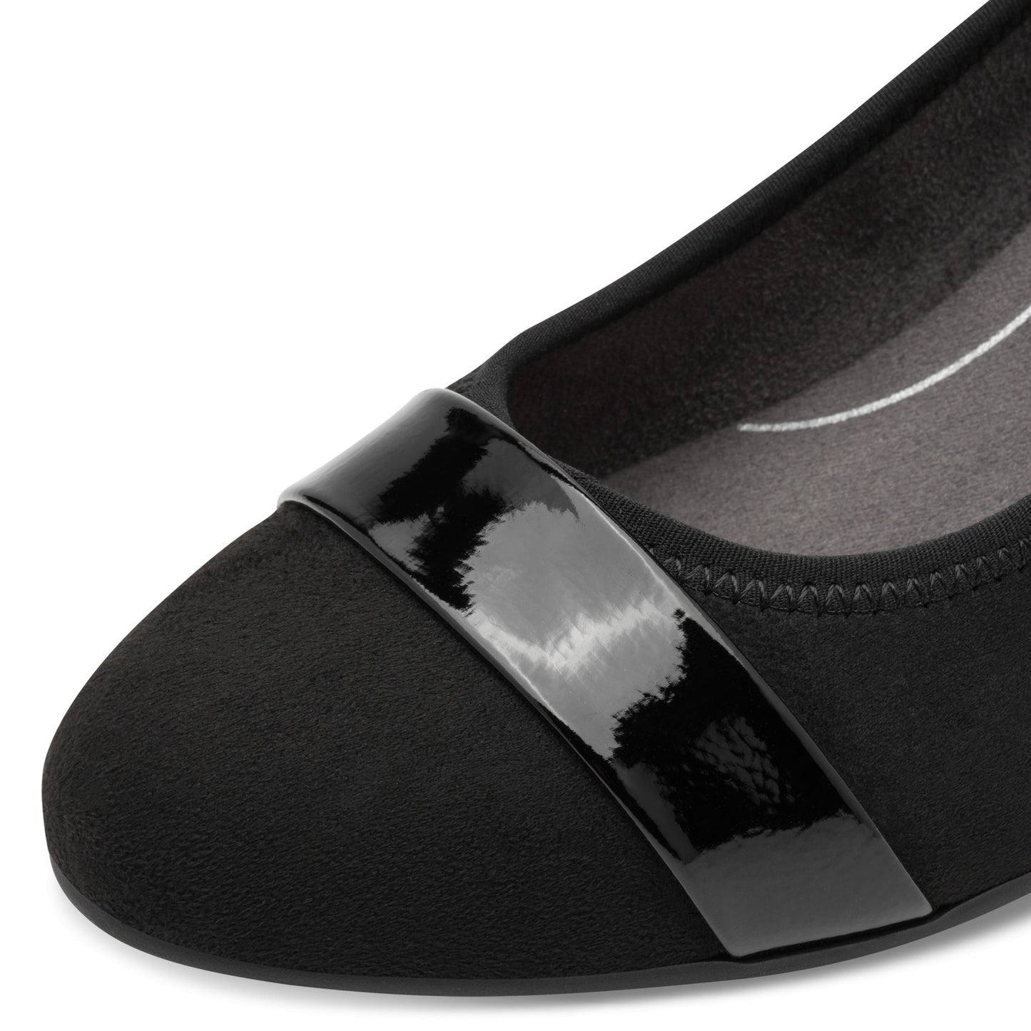 Jana Shoes 8-22467-42 009 H Fit Black/Black Patent Slip On Block Heels