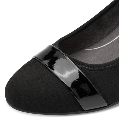 Jana Shoes 8-22467-42 009 H Fit Black/Black Patent Slip On Block Heels