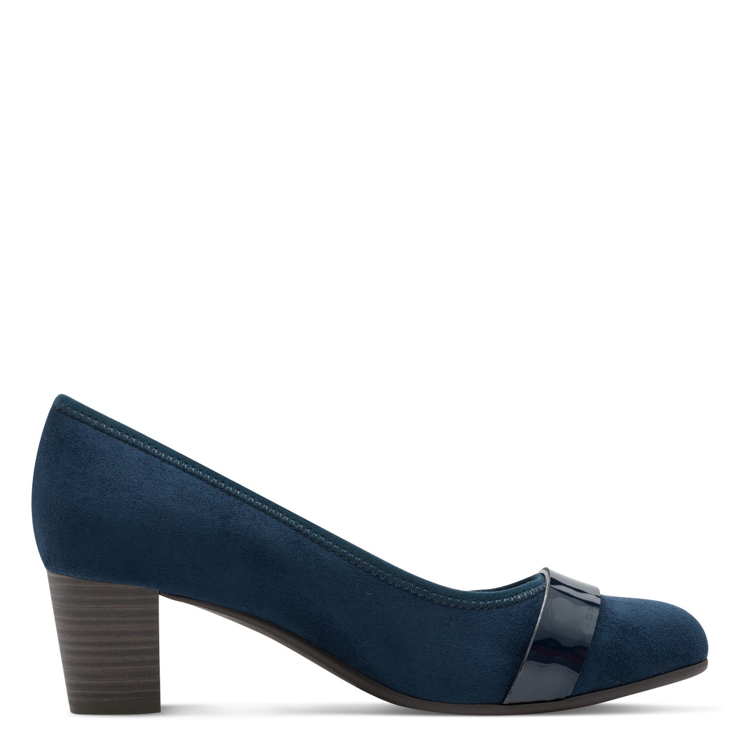 Jana Shoes 8-22467-42 881 H Fit Navy/Navy Patent Slip On Block Heels