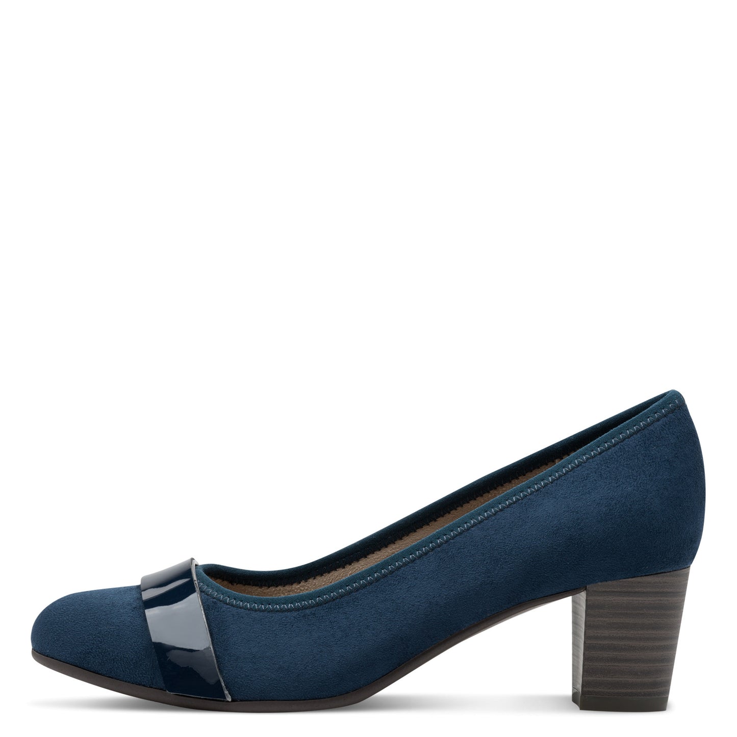 Jana Shoes 8-22467-42 881 H Fit Navy/Navy Patent Slip On Block Heels