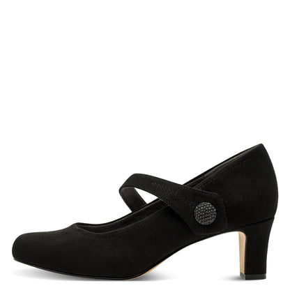Jana Shoes 8-22473-41 001 Black H Fit Velcro Heels - Vegan