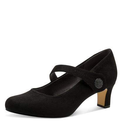 Jana Shoes 8-22473-41 001 Black H Fit Velcro Heels - Vegan