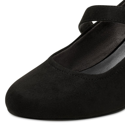 Jana Shoes 8-22473-41 001 Black H Fit Velcro Heels - Vegan