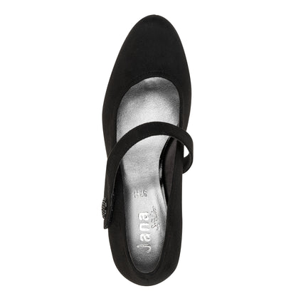 Jana Shoes 8-22473-41 001 Black H Fit Velcro Heels - Vegan