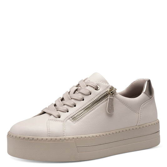 Jana Shoes 8-23767-43 411 Ivory Trainers with Gold Zip