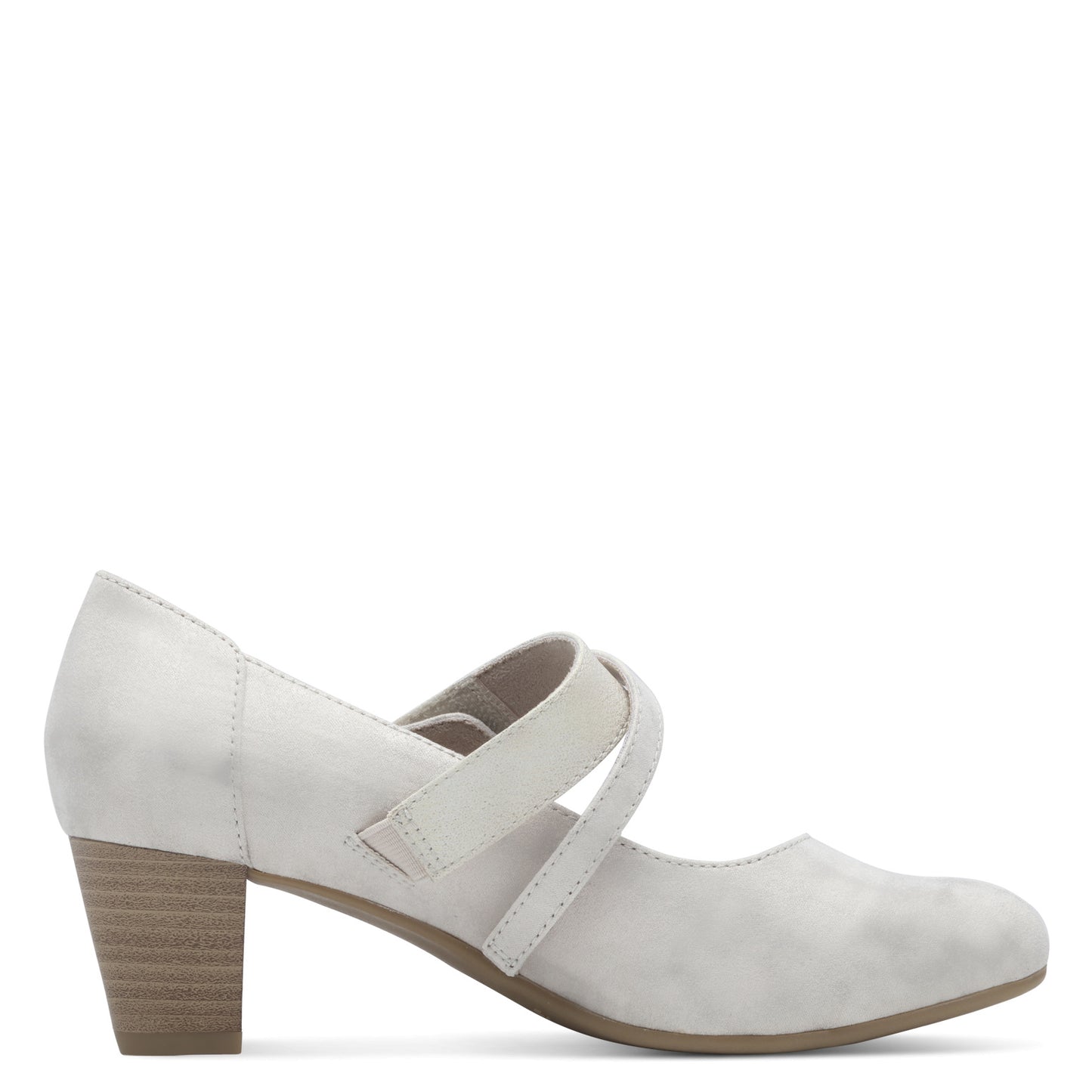 Jana Shoes 8-24464-42 499 Beige/Gold Block Heels with Velcro Strap
