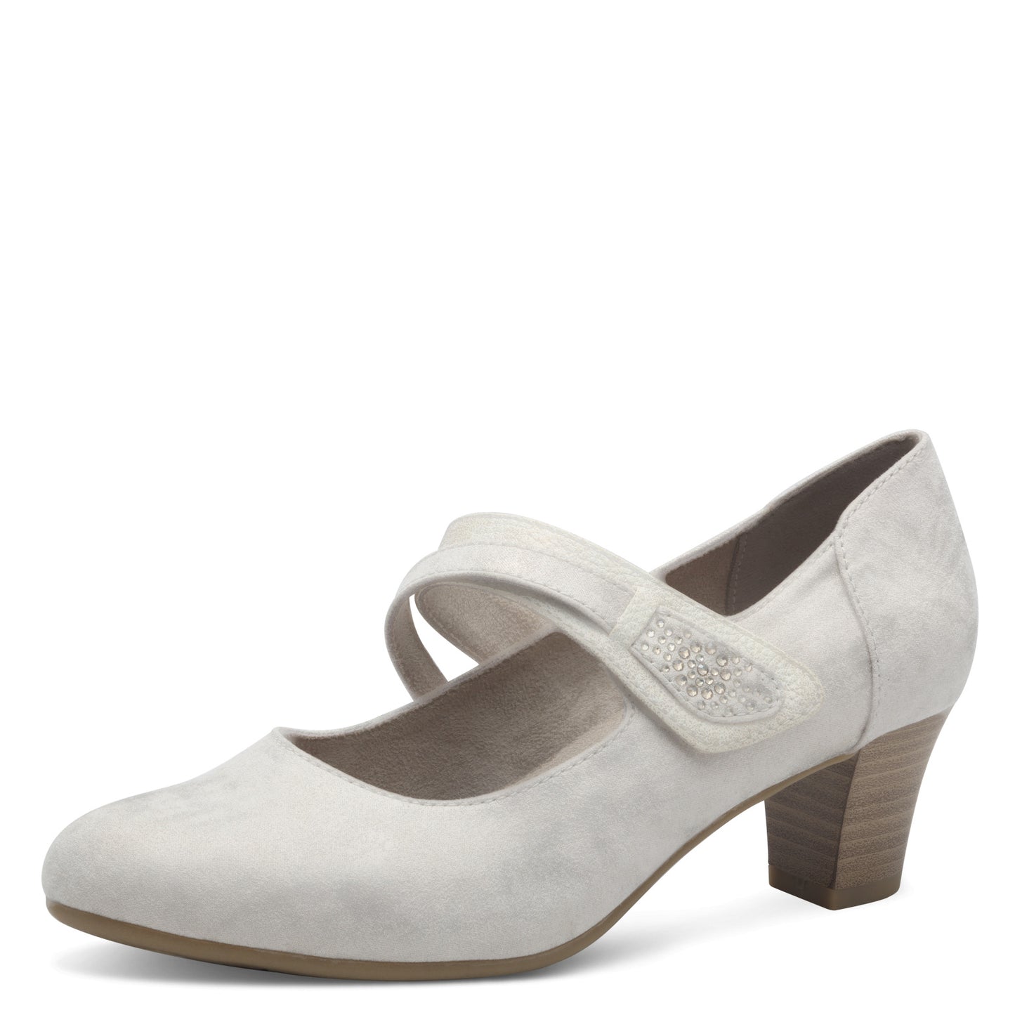 Jana Shoes 8-24464-42 499 Beige/Gold Block Heels with Velcro Strap