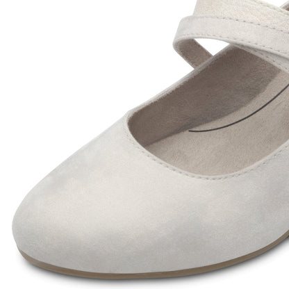 Jana Shoes 8-24464-42 499 Beige/Gold Block Heels with Velcro Strap