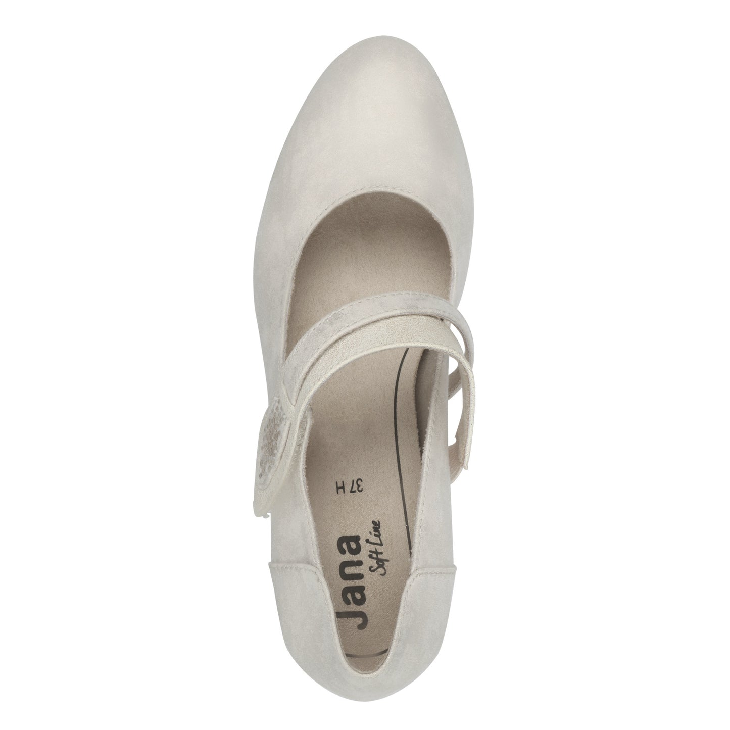 Jana Shoes 8-24464-42 499 Beige/Gold Block Heels with Velcro Strap