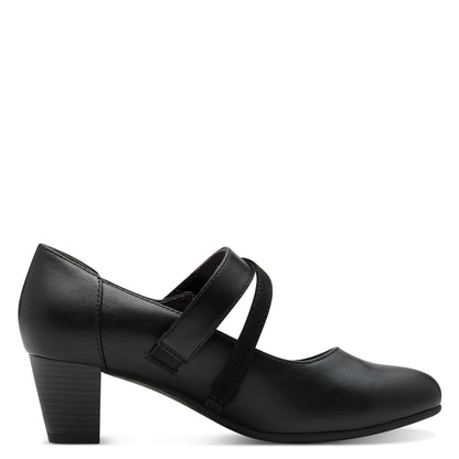Jana Shoes 8-24465-43 001 H Fit Black Velcro Block Heels - Vegan
