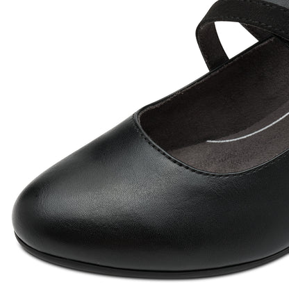 Jana Shoes 8-24465-43 001 H Fit Black Velcro Block Heels - Vegan