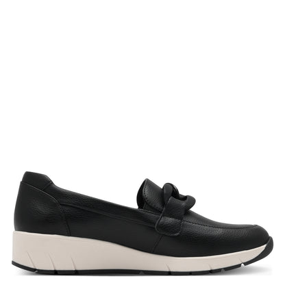 Jana Shoes 8-24669-44-001 Black/Cream Slip On Moccasins