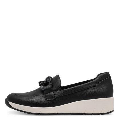 Jana Shoes 8-24669-44-001 Black/Cream Slip On Moccasins