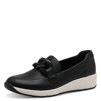 Jana Shoes 8-24669-44-001 Black/Cream Slip On Moccasins