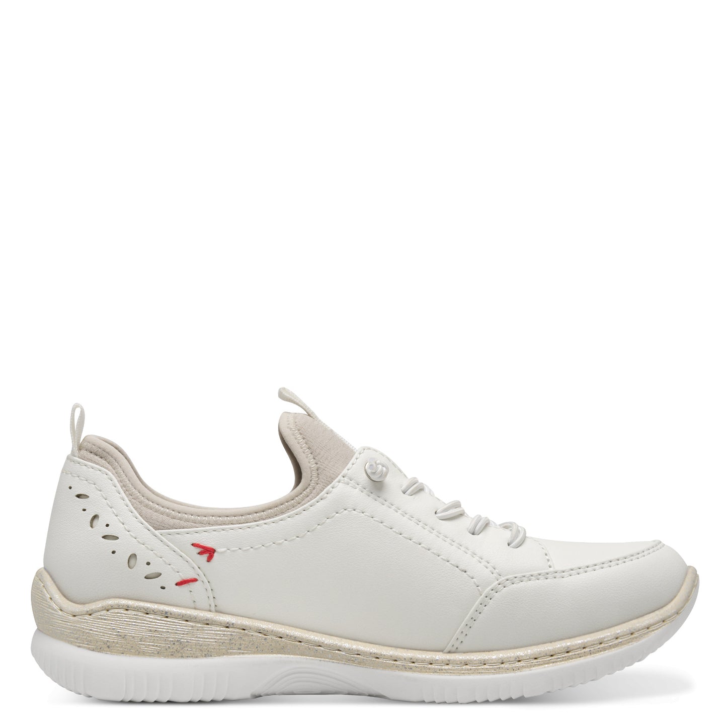 Jana Shoes 8-24772-44-109 Off White Slip On Shoes with Elastic Laces