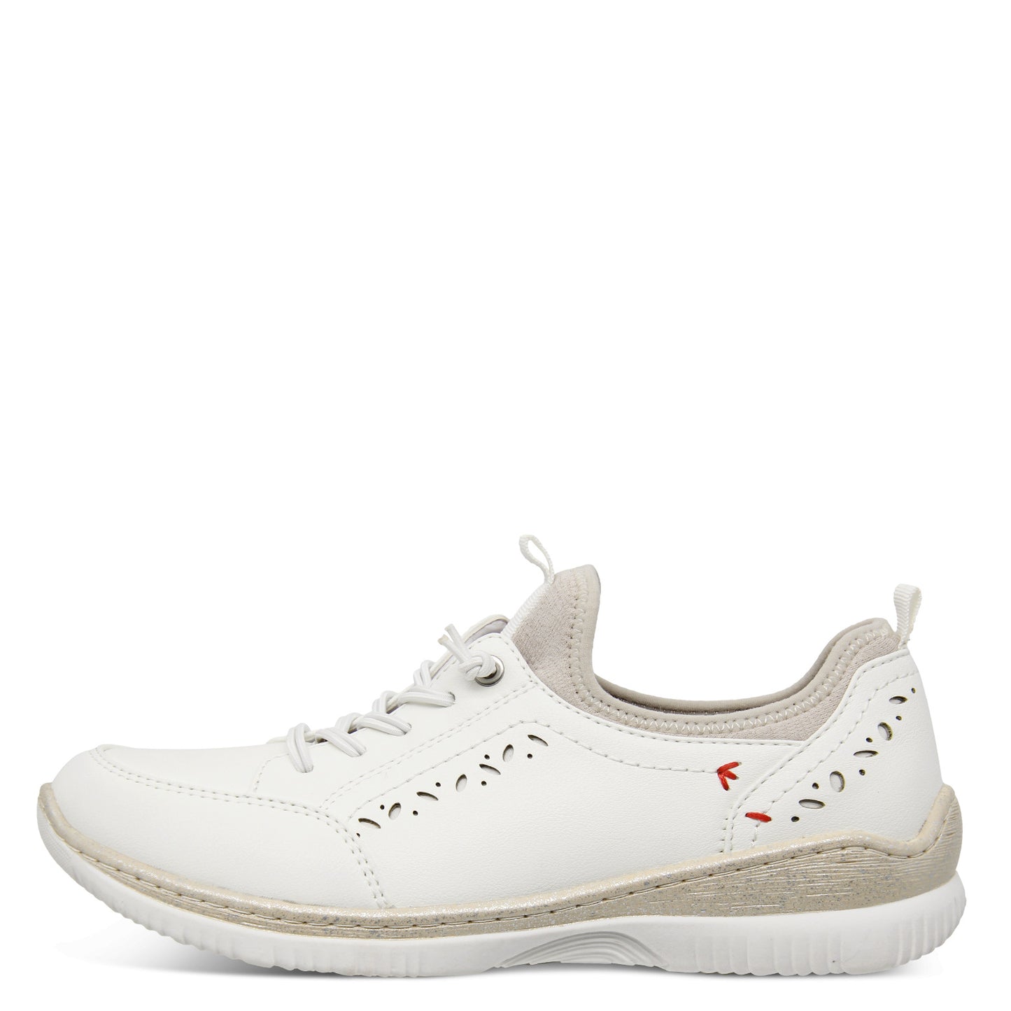 Jana Shoes 8-24772-44-109 Off White Slip On Shoes with Elastic Laces