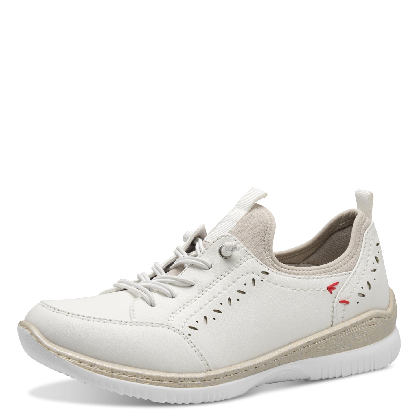 Jana Shoes 8-24772-44-109 Off White Slip On Shoes with Elastic Laces