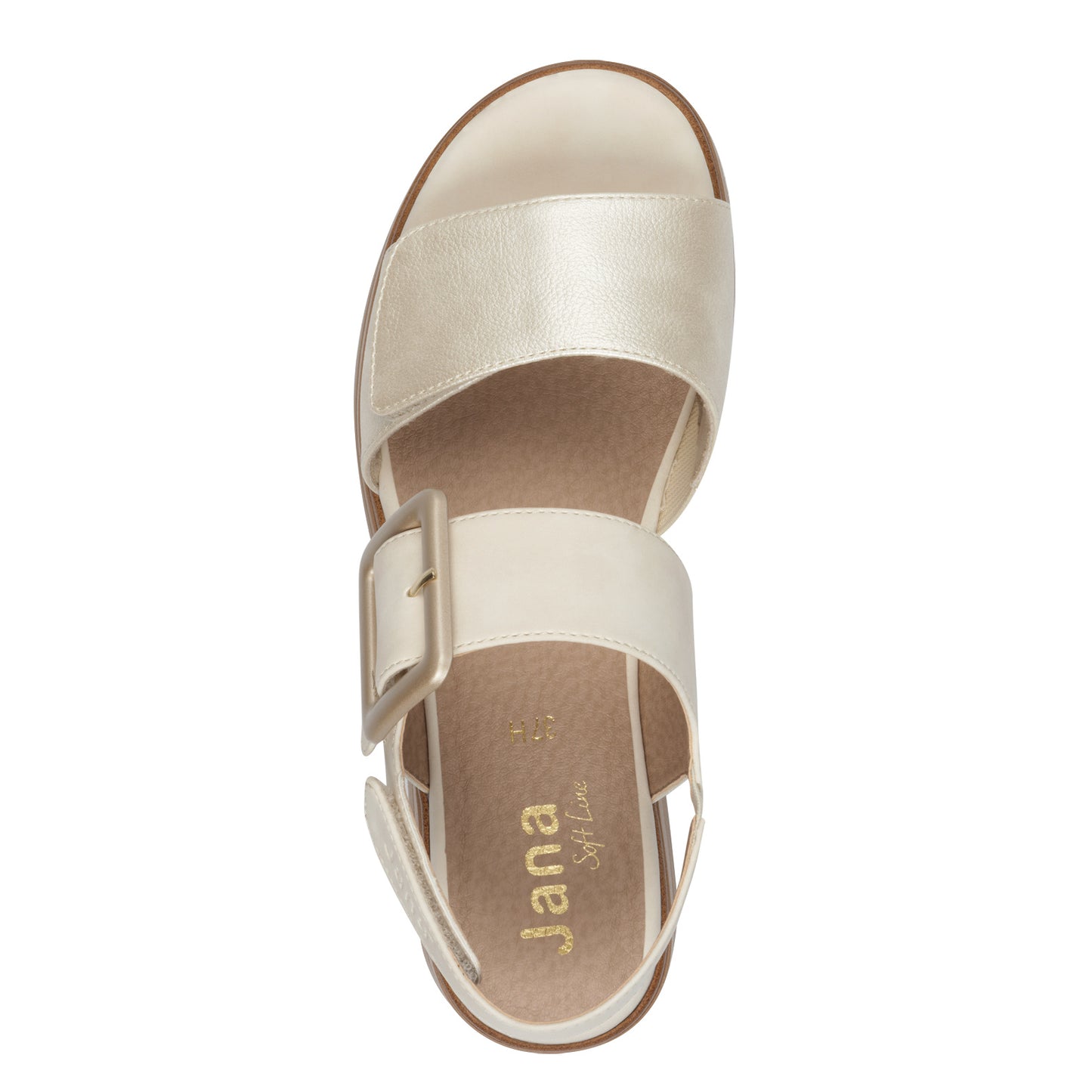 Jana Shoes 8-28266-44-499 Cream Beige/Gold Velcro Sandals with Slingback Strap