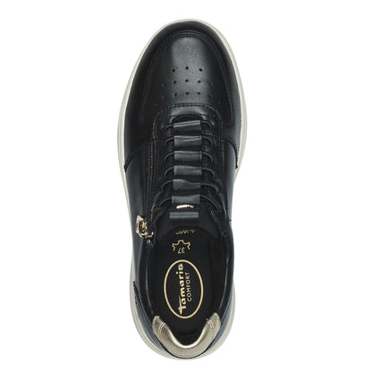 Tamaris Comfort 8-83709-44-097 Black & Gold Combi Trainers with Zip