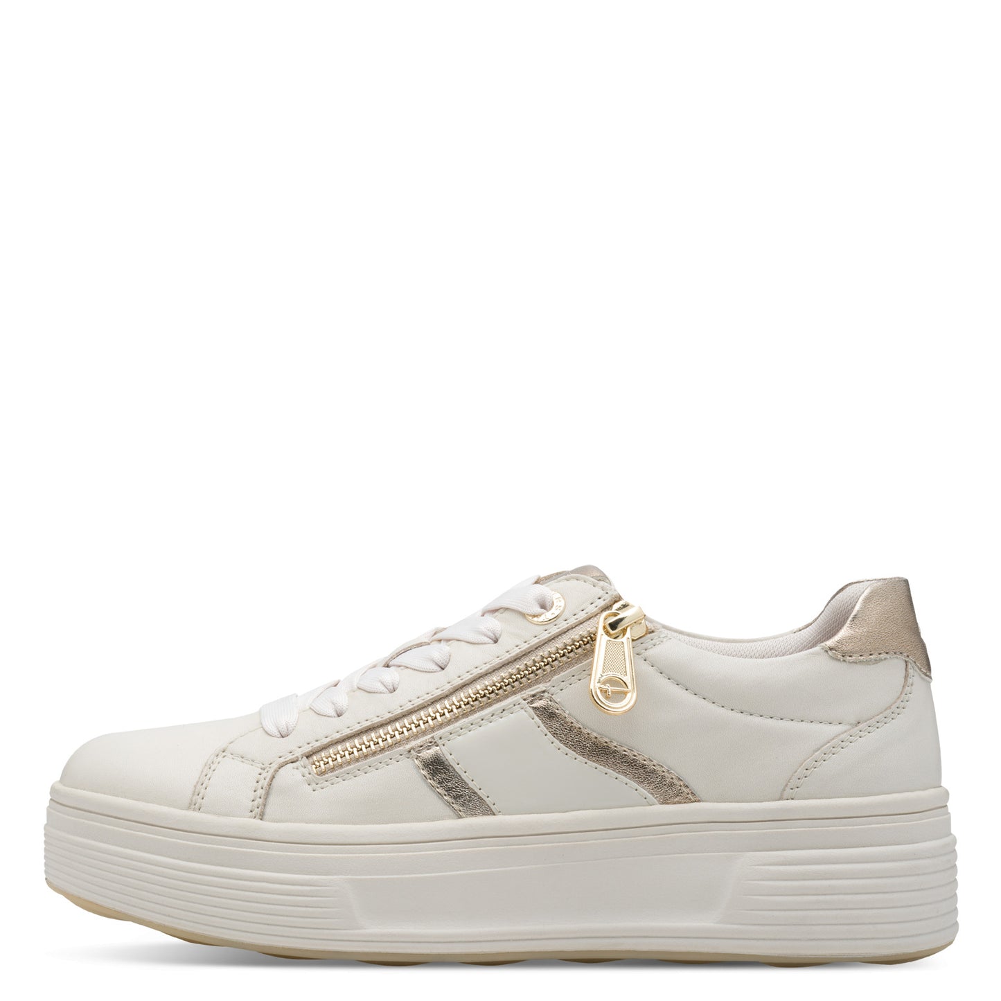 Tamaris Comfort 8-83716-44 190 Cream/Gold Zip Trainers with Zip